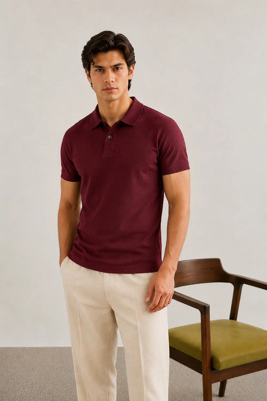 Maroon Basic Polo - Smart Fit